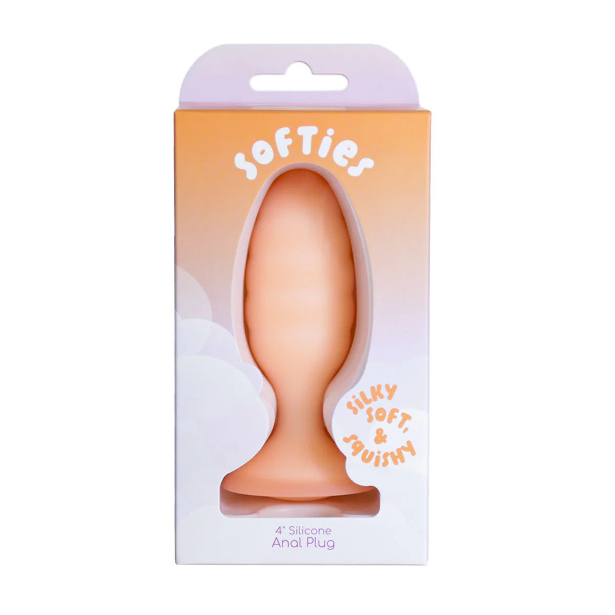Softies 4-Inch Silicone Anal Plug, Orange, Product Package, Front