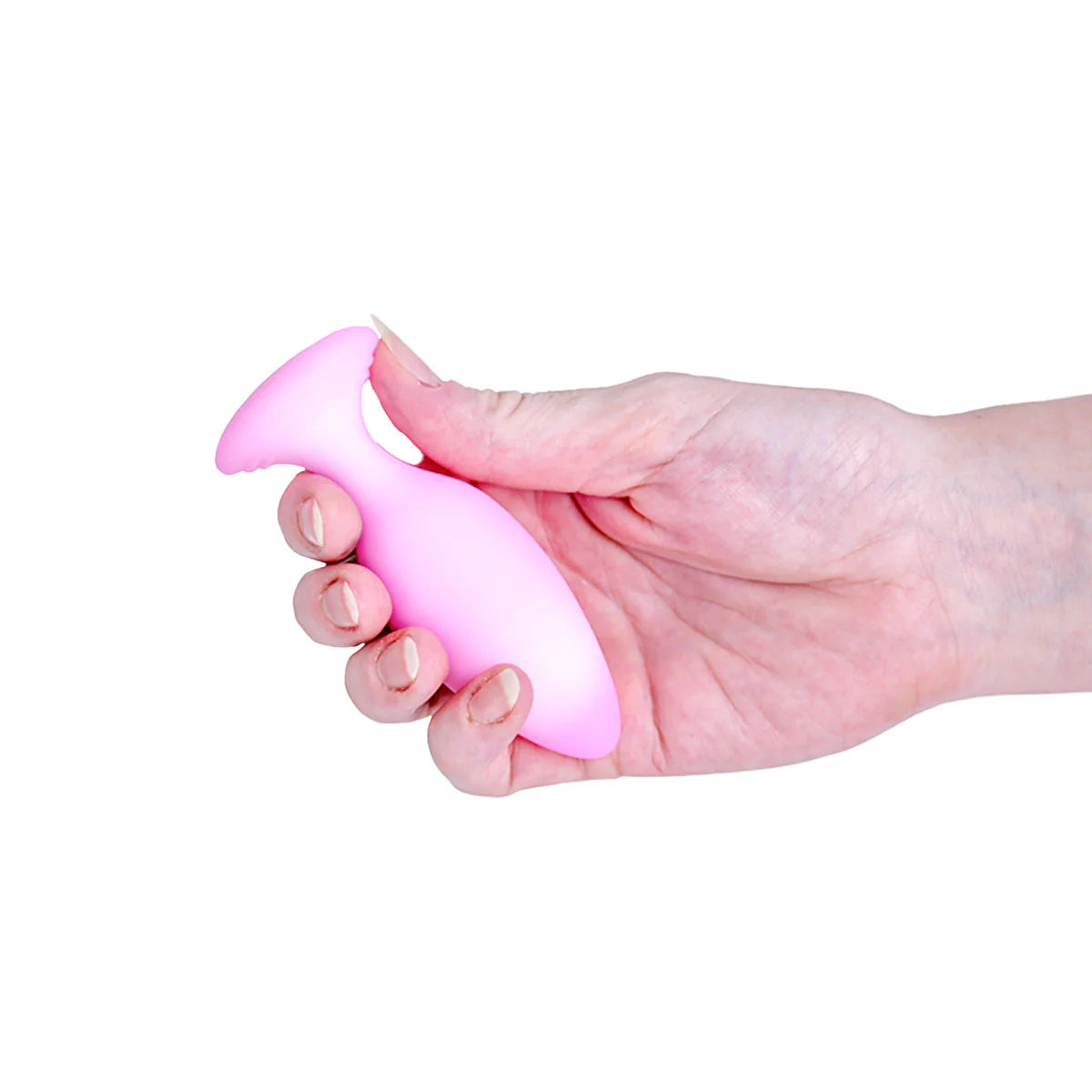 Softies 4-Inch Silicone Anal Plug, Pink, Anal Plug in Right Hand
