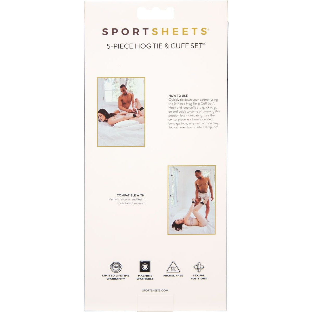 Sportsheets Hog Tie & Cuffs Set, Product Box, Back