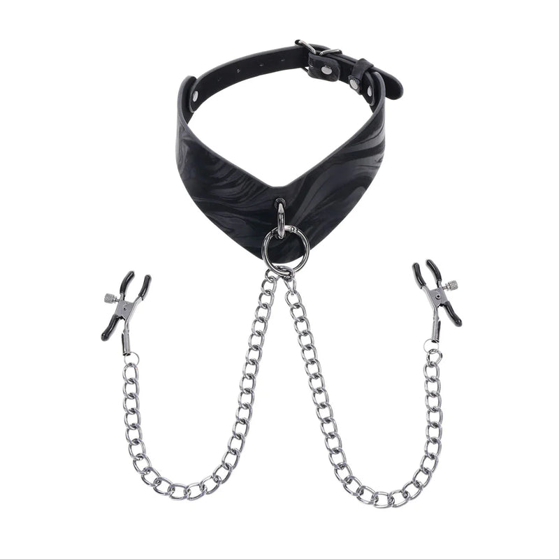 Sportsheets Velvet Noir Collar & Removable Clamps, Product Image