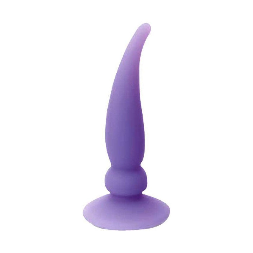 Stumpy Thumpers Curved Horn 4.5" Silicone Butt Plug, Purple, Product Image