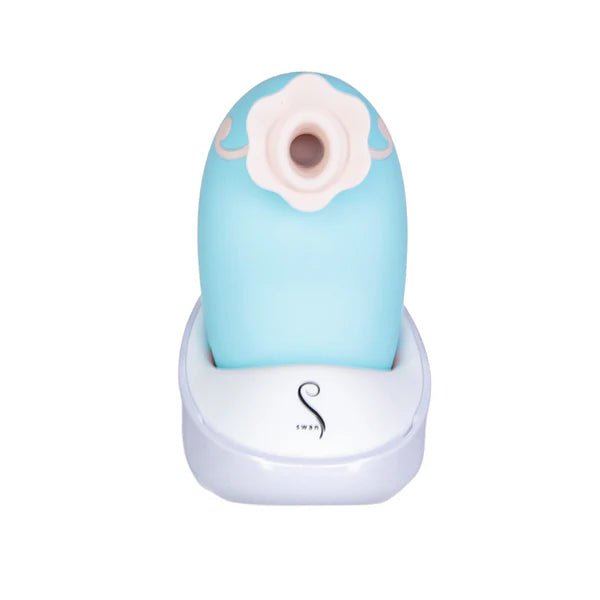 Swan Lamode Dreamy Luxurious Clitoral Stimulator, Blue, Product on Base