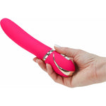 Vibe Couture Glam Up Silicone Vibrator, Pink, Vibrator in Hand