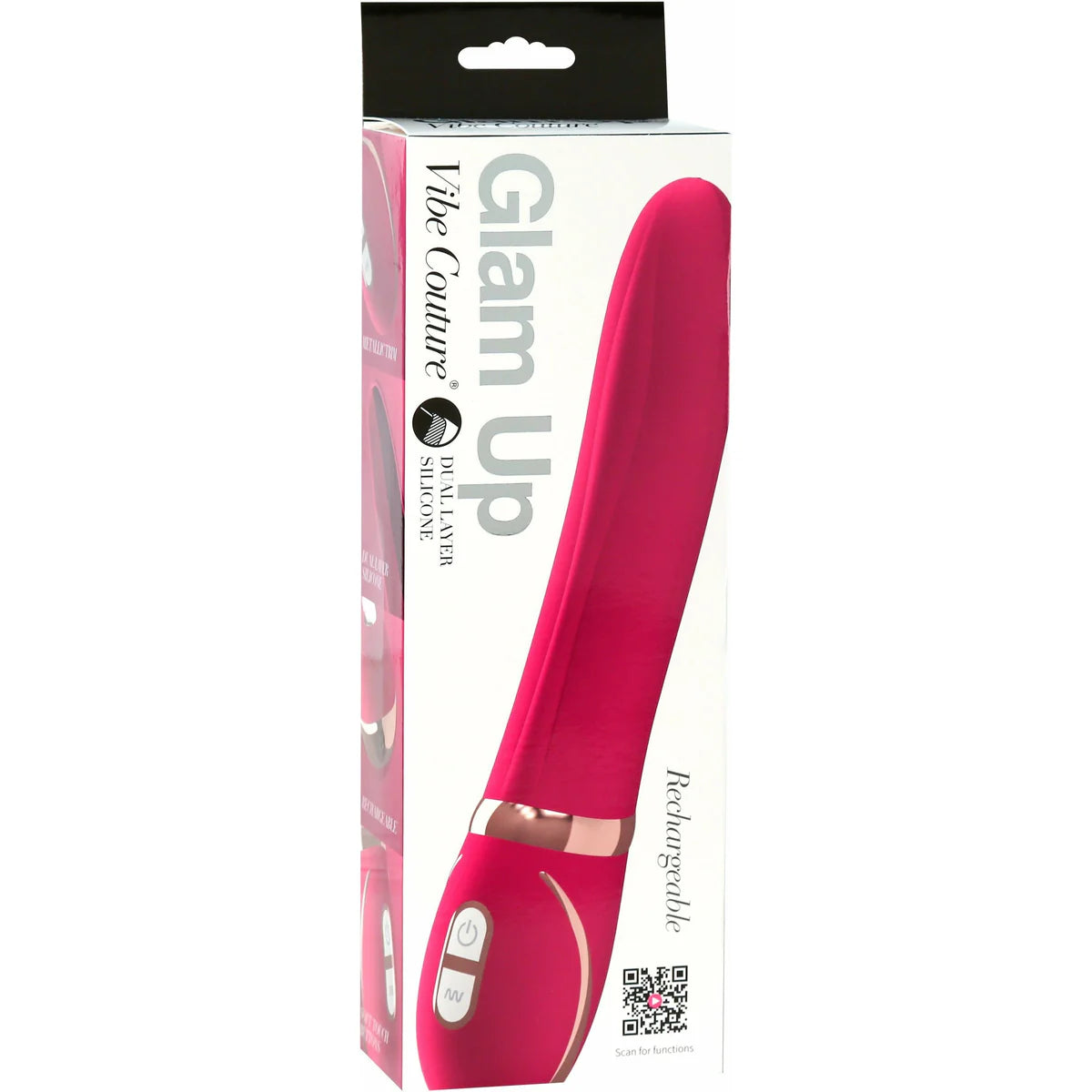 Vibe Couture Glam Up Silicone Vibrator, Pink, Product Box
