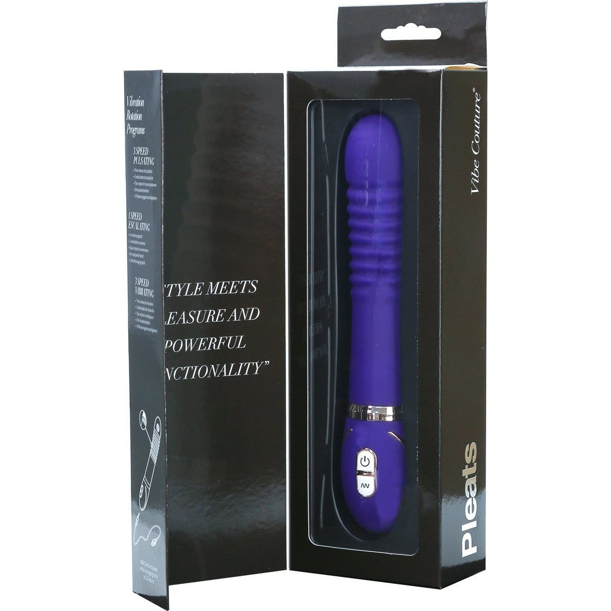 Vibe Couture Pleats Silicone Vibrator, Purple, Open Box