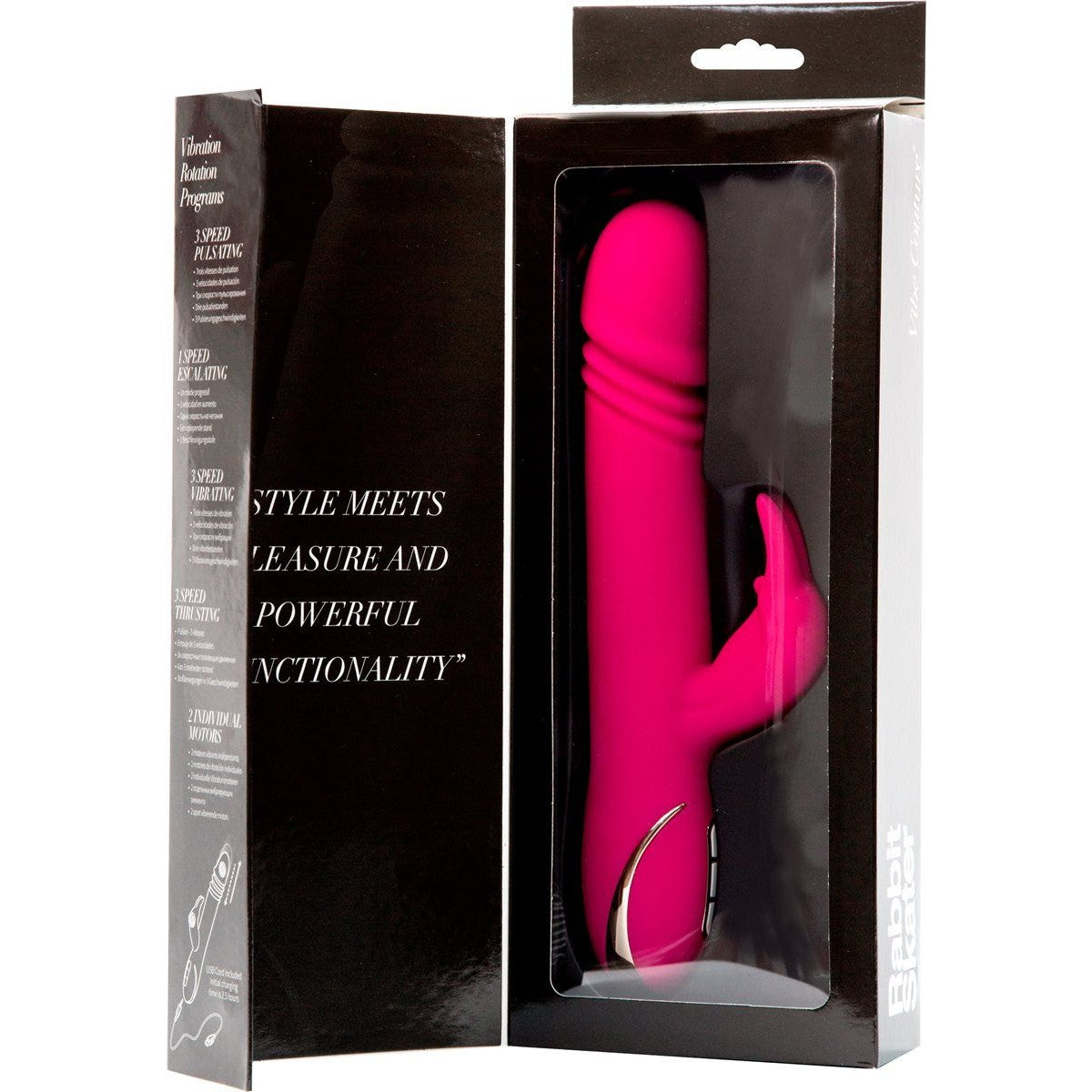 Vibe Couture Rabbit Skater Thrusting Vibrator, Pink, Open Box