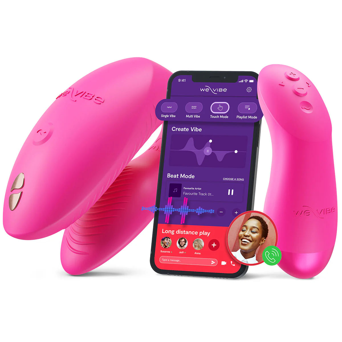 We-Vibe Chorus Pro Couples Vibrator, Electric Pink, Couples Vibrator & Remote with App-Control Details