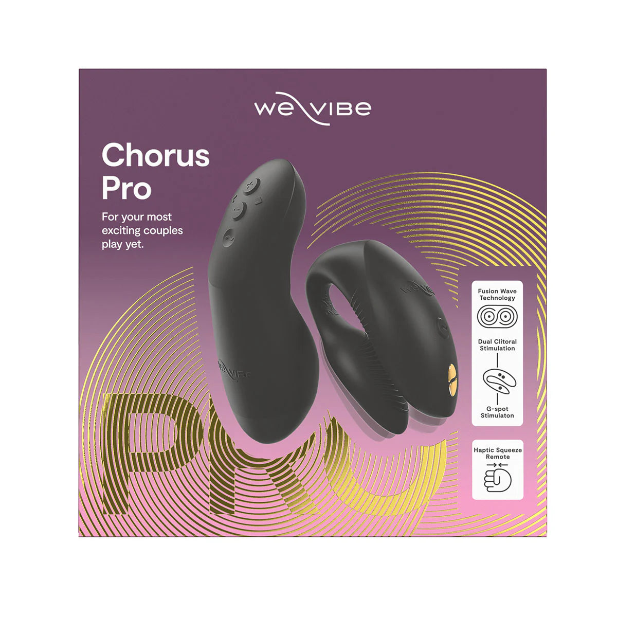 We-Vibe Chorus Pro Couples Vibrator, Satin Black, Product Box, Front