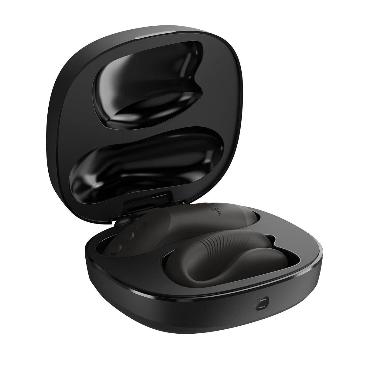 We-Vibe Chorus Pro Couples Vibrator, Satin Black, Couples Vibrator & Remote Control in Case, Front Right Angle