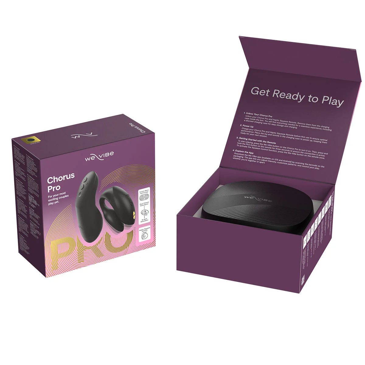 We-Vibe Chorus Pro Couples Vibrator, Satin Black, Open Box View