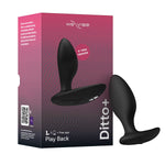 We-Vibe Ditto+ Small Vibrating Butt Plug, Satin Black, Product Box and Vibrating Butt Plug