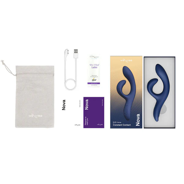 We-Vibe Nova 2 Rabbit Vibrator, Midnight Blue, Box Contents