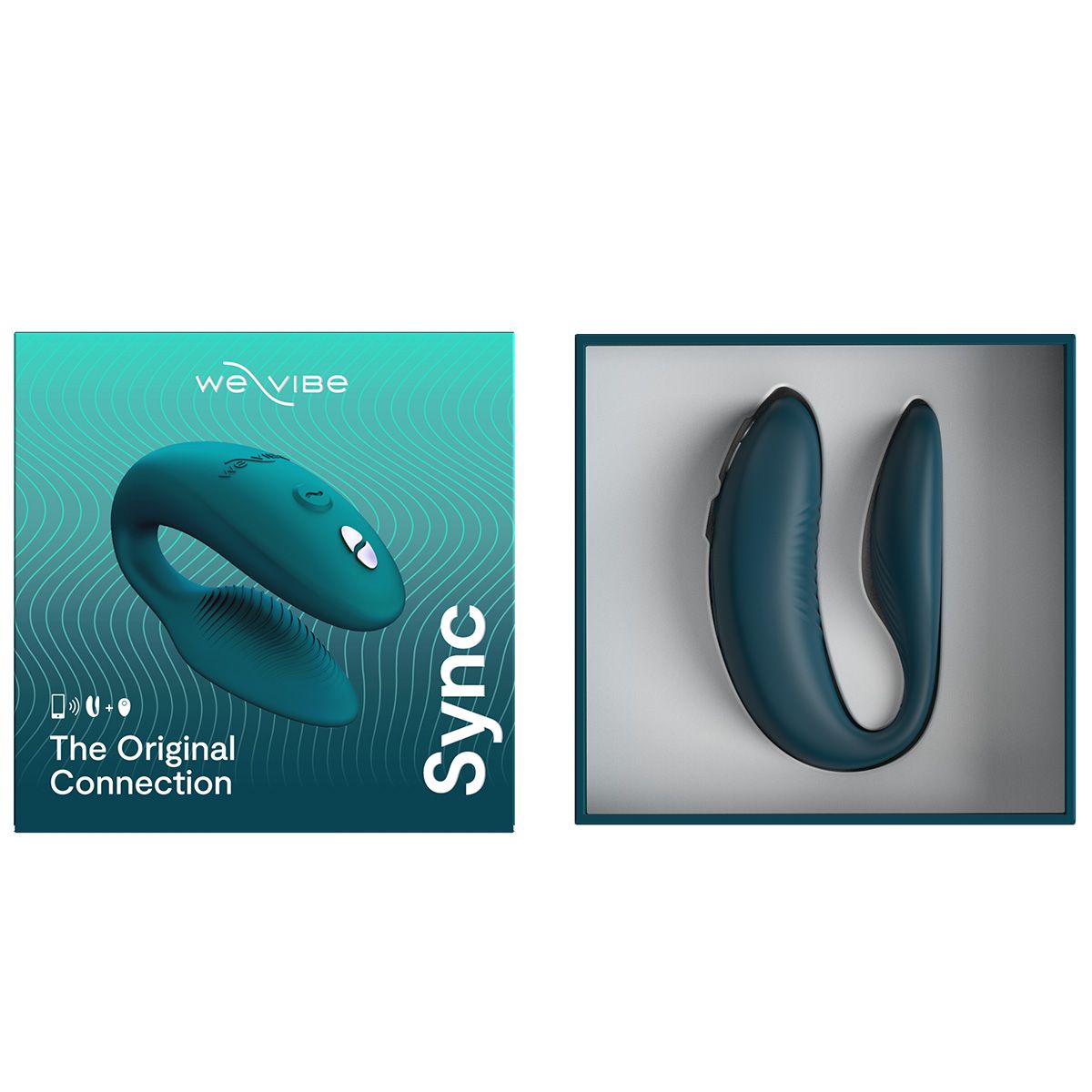 We-Vibe Sync 2 Couples Vibrator, Green Velvet, Open Box, Top View