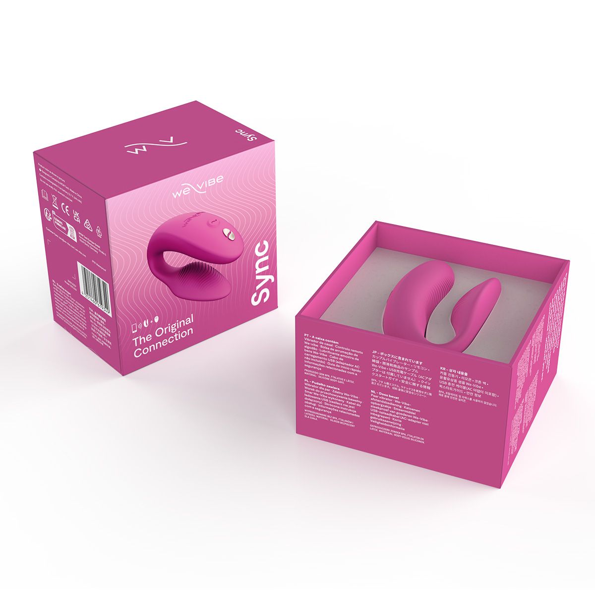 We-Vibe Sync 2 Couples Vibrator, Pink, Open Box, Front View
