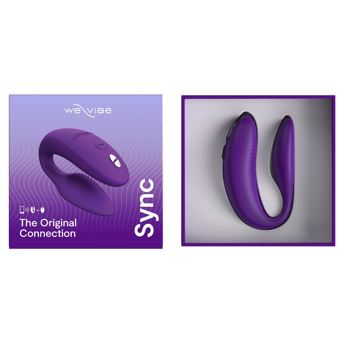 We-Vibe Sync 2 Couples Vibrator, Purple, Open Box Top View