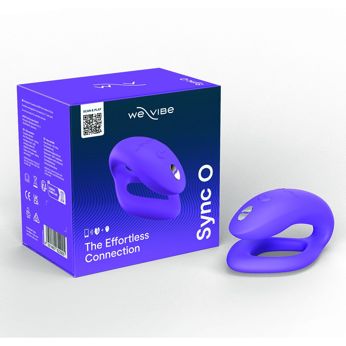 We-Vibe Sync O Couples Vibrator, Purple, Product Box with Couples Vibrator