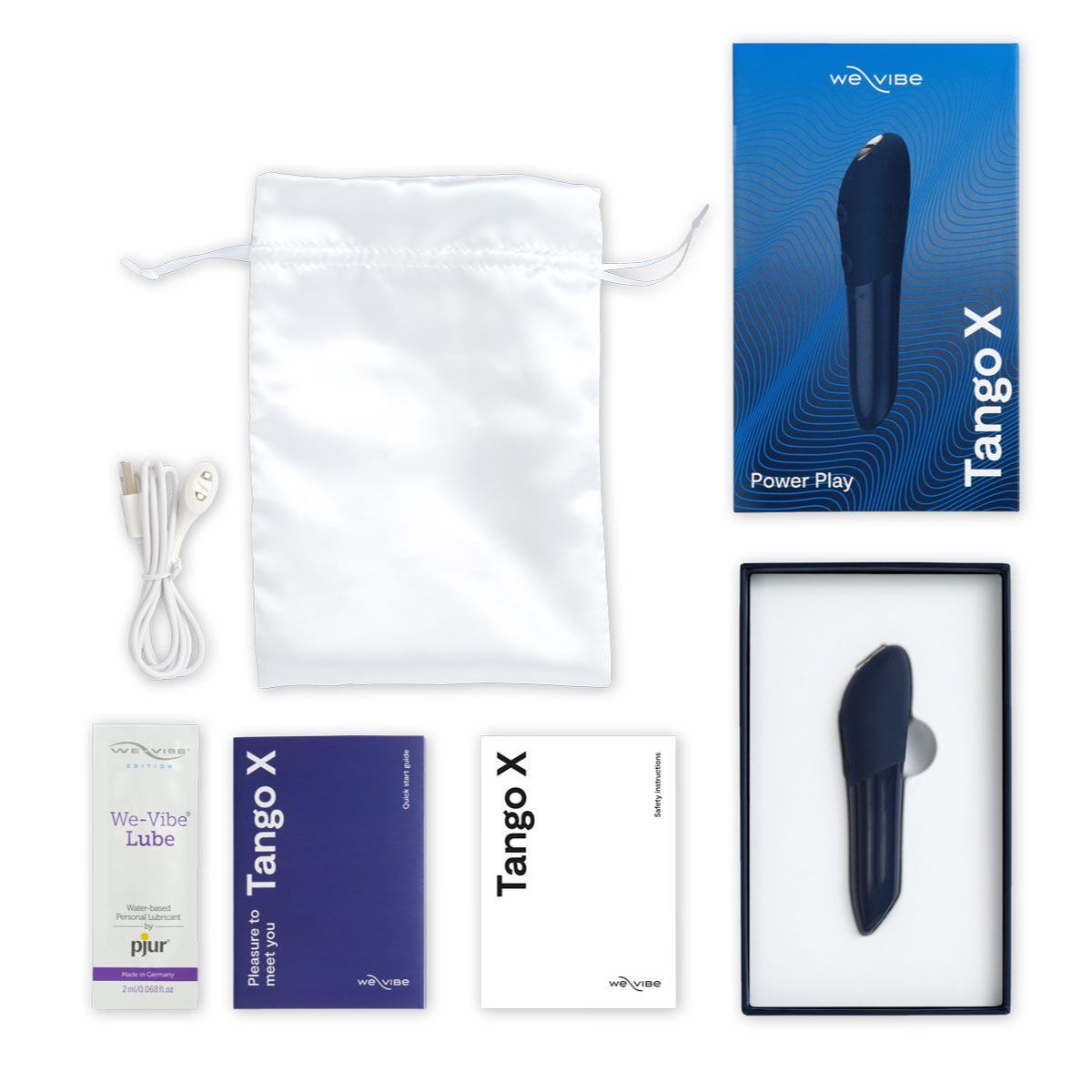 We-Vibe Tango X Bullet Vibrator, Midnight Blue, Box Contents