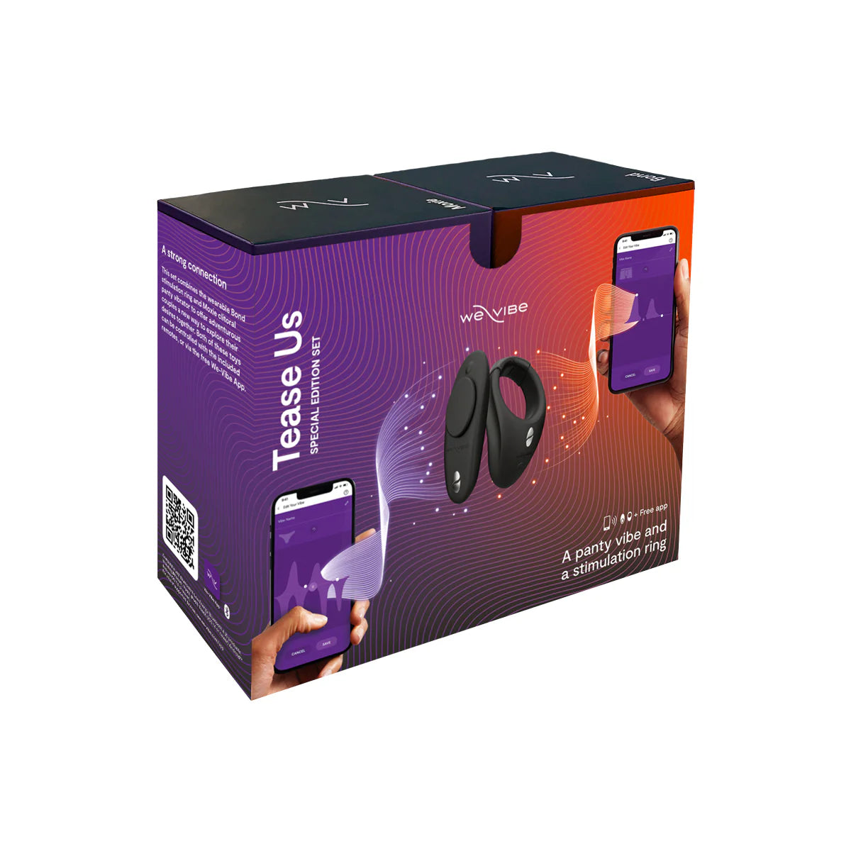 We-Vibe Tease Us Set (Moxie+ & Bond), Product Box, Front Angle
