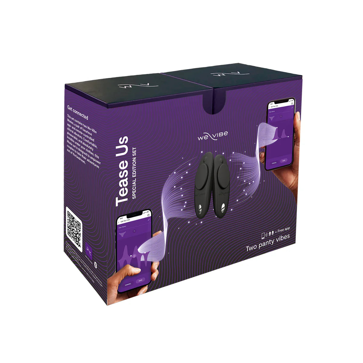 We-Vibe Tease Us Set (Moxie+ & Moxie+), Product Box, Front Angle