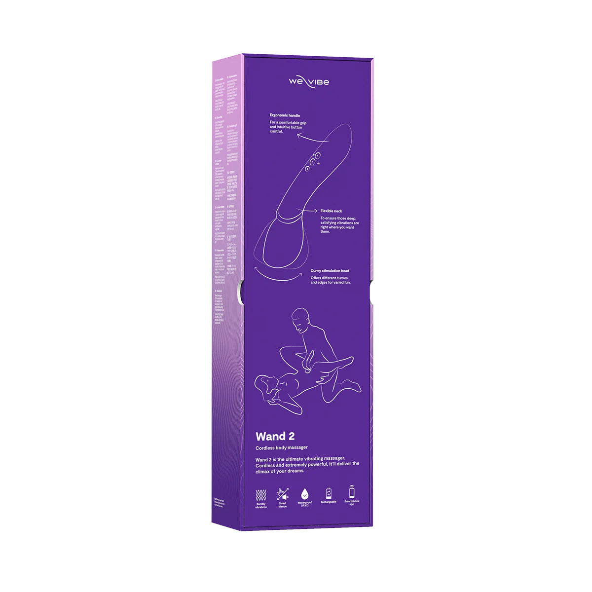 We-Vibe Wand 2 App Controlled Wand Vibrator, Purple, Product Box, Back