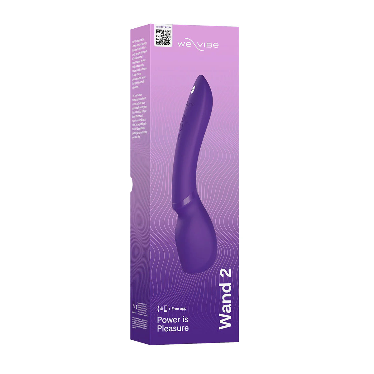 We-Vibe Wand 2 App Controlled Wand Vibrator, Purple, Product Box, Front