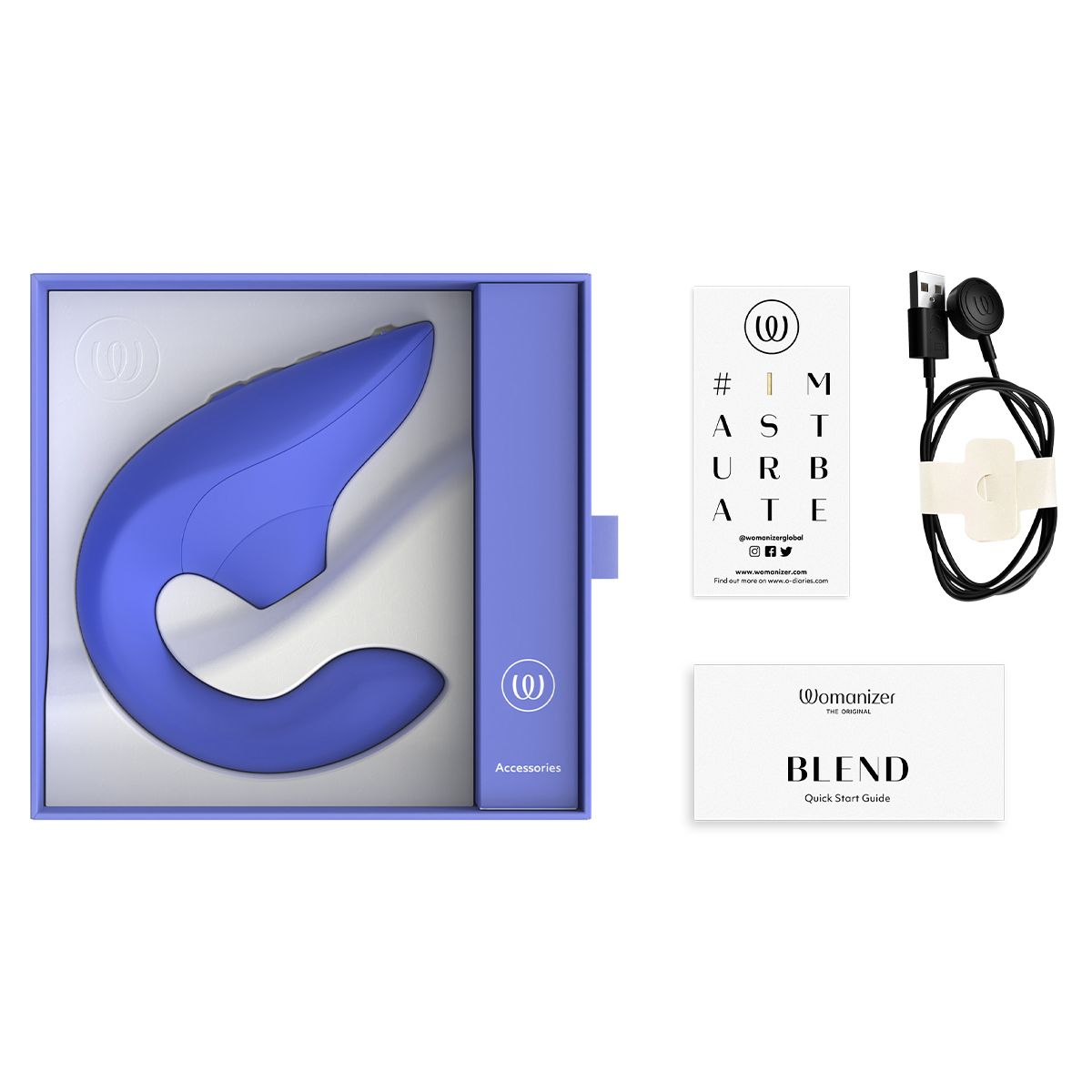 Womanizer Blend Rabbit Vibrator, Blue, Box Contents