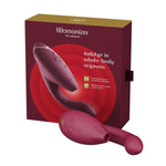 Womanizer Duo 2 Rabbit Sex Toy, Bordeaux, Product Box with Sex Toy