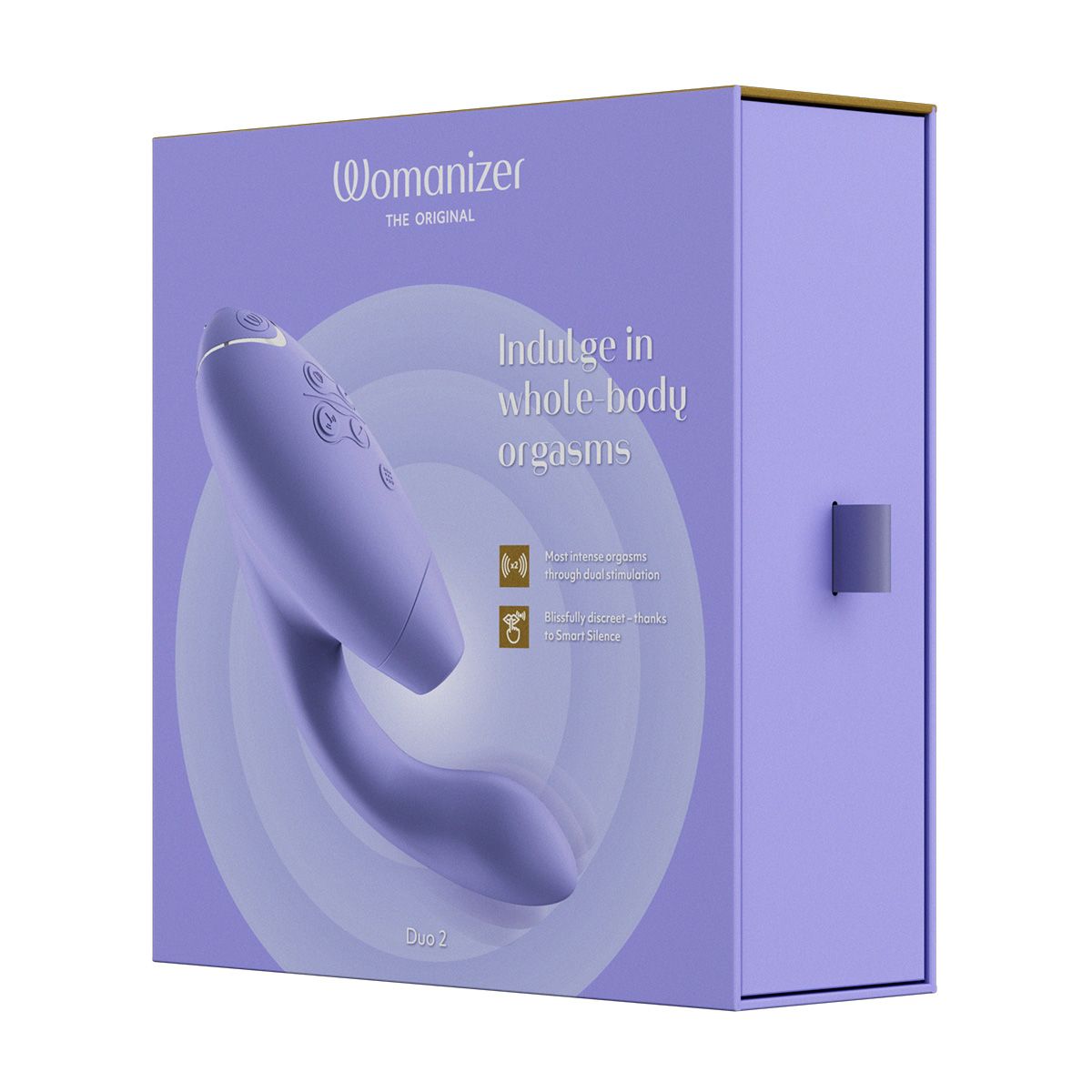 Womanizer Duo 2 Rabbit Sex Toy, Lilac, Product Box, Front Angle