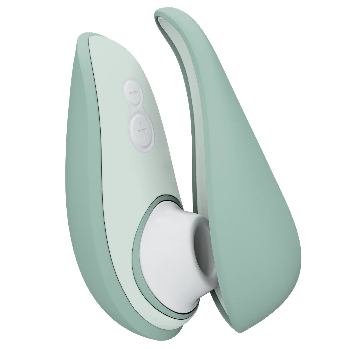 Womanizer Liberty 2 Clitoral Stimulator, Sage, Product Image, Clitoral Stimulator with Cover Lid Off
