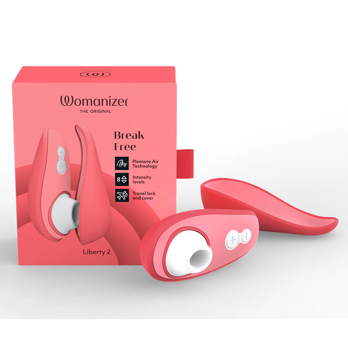 Womanizer Liberty 2 Clitoral Stimulator, Vibrant Rose, Product Box and Clitoral Stimulator 