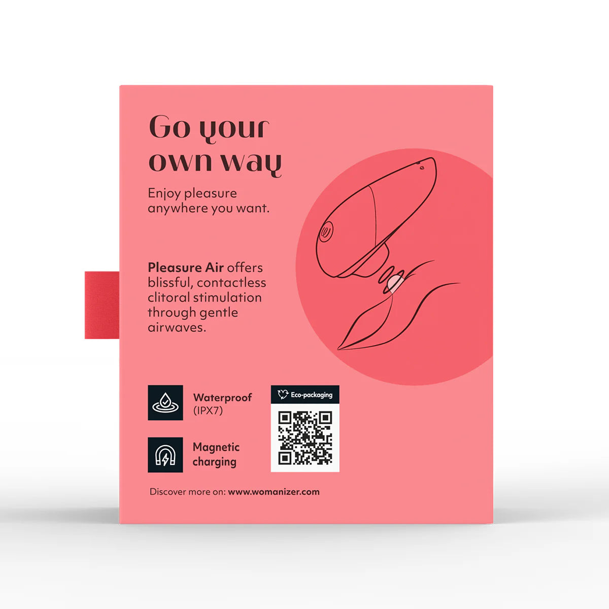 Womanizer Liberty 2 Clitoral Stimulator, Vibrant Rose, Product Box, Back 