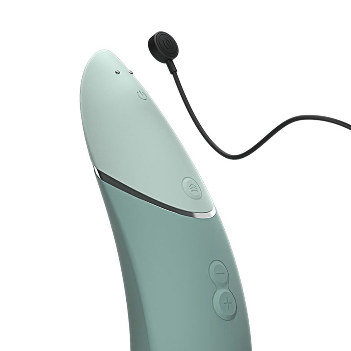 Womanizer Next Clitoral Stimulator, Sage, Product with Magnetic Charging