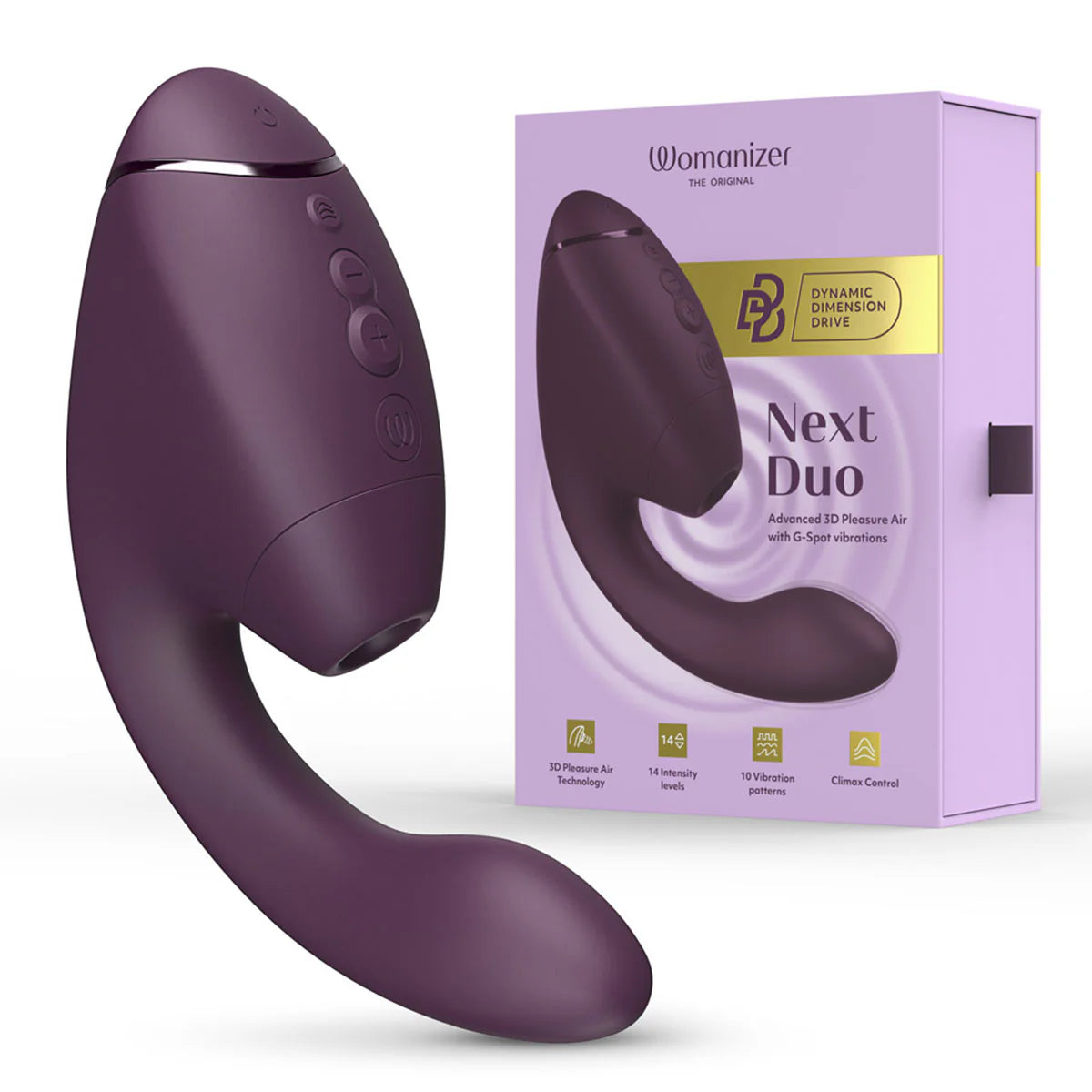 Womanizer Next Duo Clitoral Suction & G-Spot Vibrator, Dark Purple, Vibrator with Product Box
