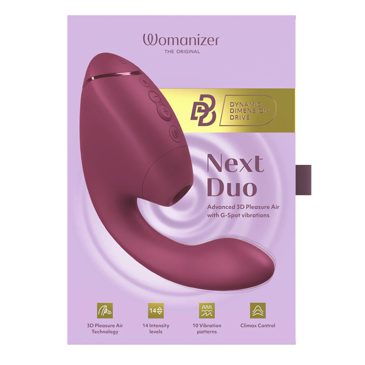 Womanizer Next Duo Clitoral Suction & G-Spot Vibrator, Dusky Pink, Product Box, Front
