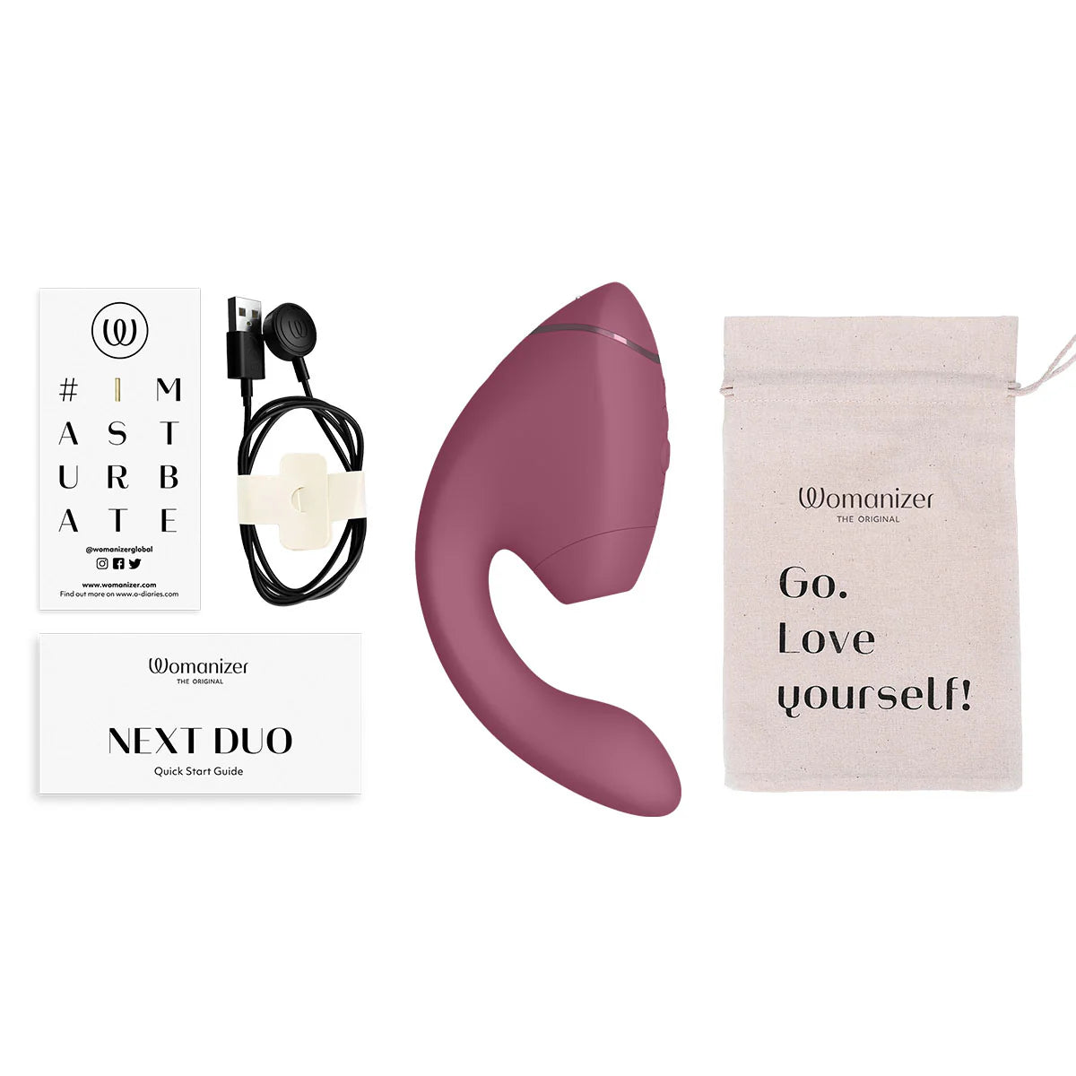 Womanizer Next Duo Clitoral Suction & G-Spot Vibrator, Dusky Pink, Box Contents