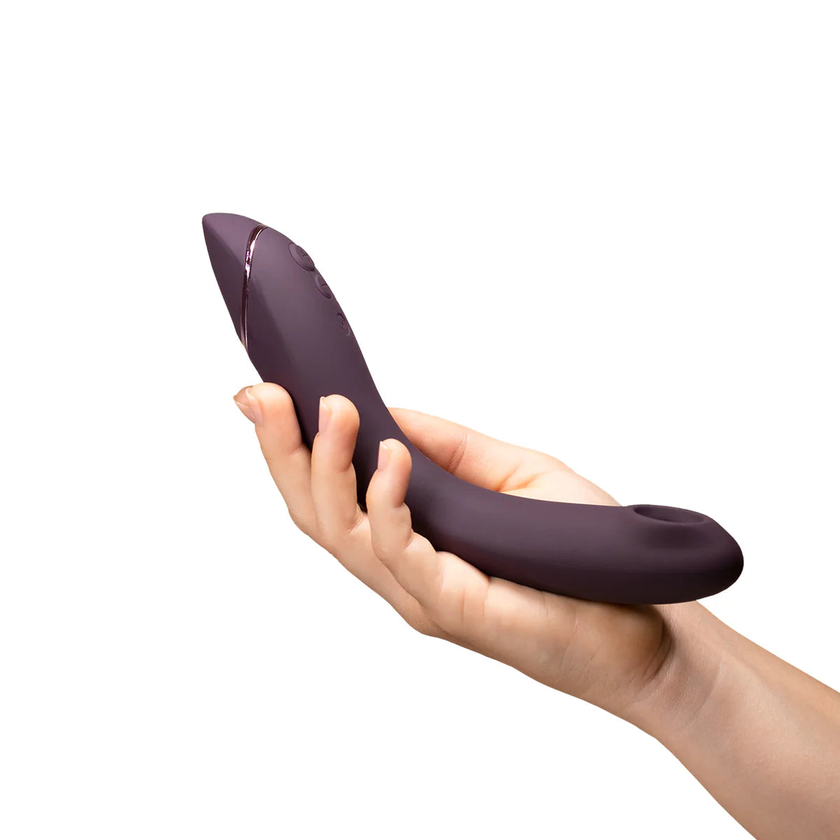 Womanizer OG G-Spot Vibrator, Aubergine, Vibrator Resting in Palm of Right Hand