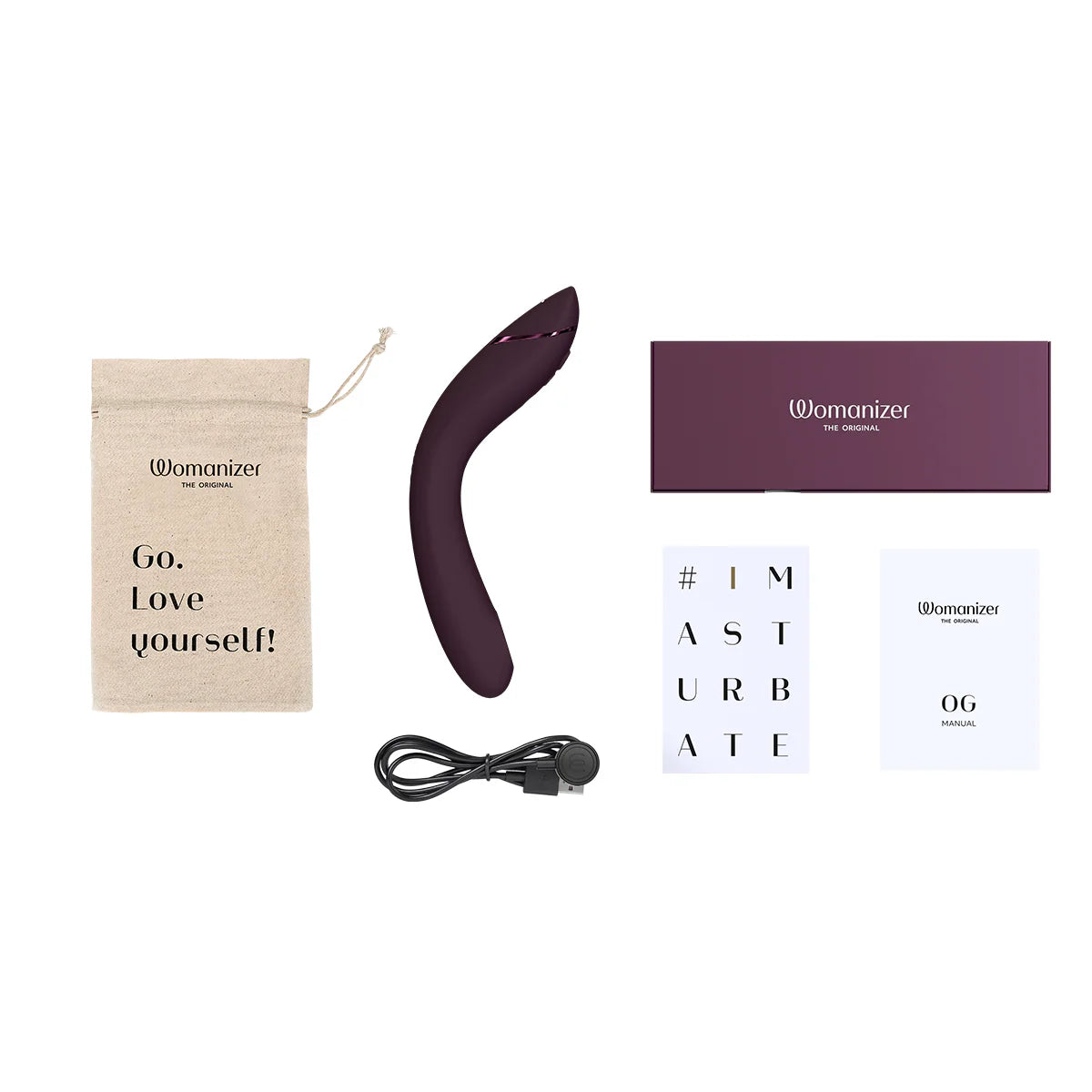 Womanizer OG G-Spot Vibrator, Aubergine, Box Contents