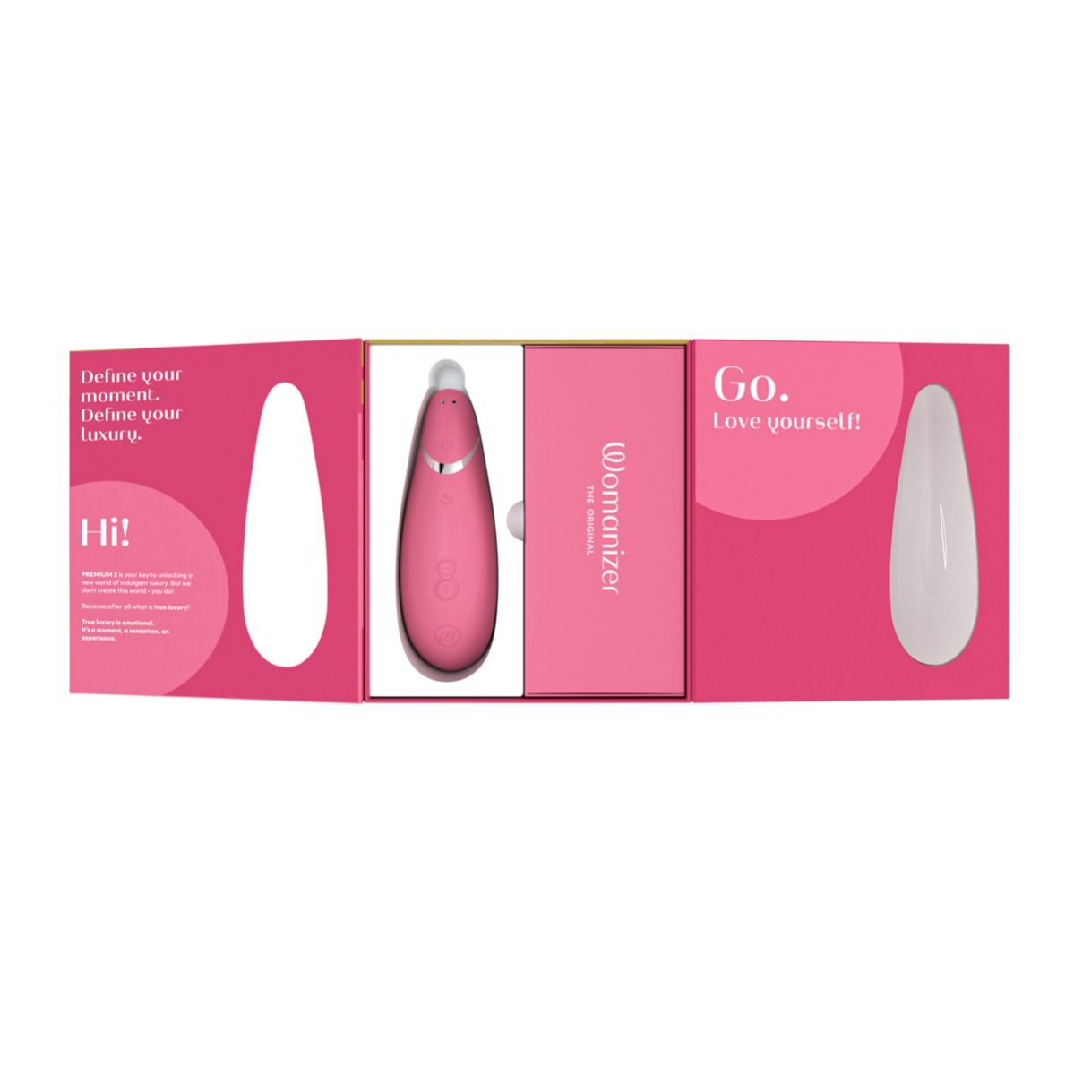Womanizer Premium 2 Clitoral Stimulator, Pink, Open Package