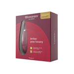 Womanizer Premium 2 Clitoral Stimulator, Red, Product Box, Front Angle