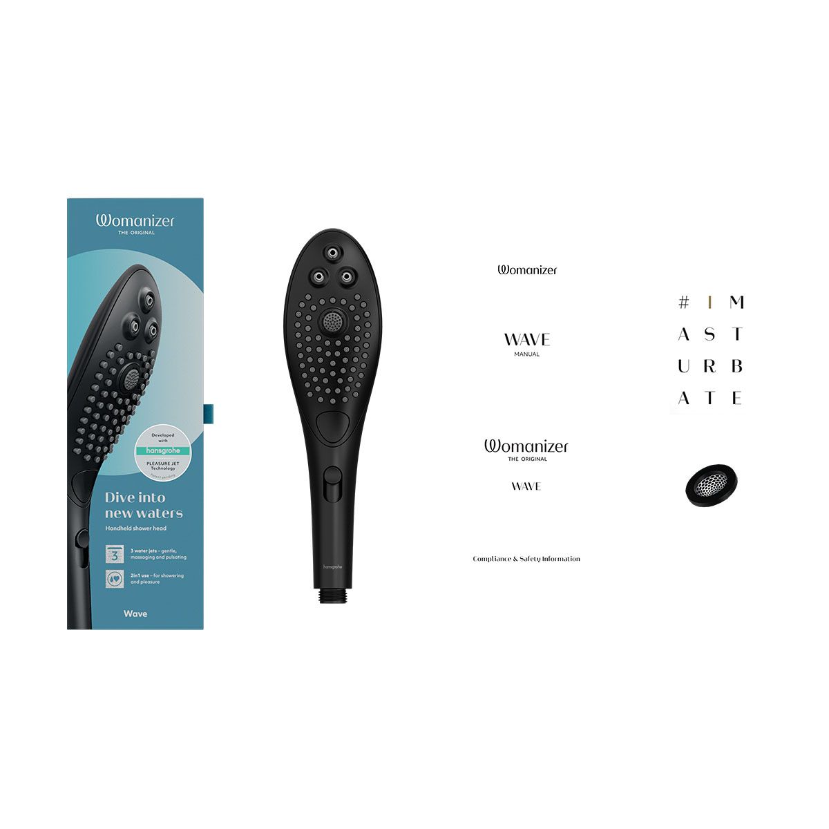 Womanizer Wave Shower Head, Black, Box Contents