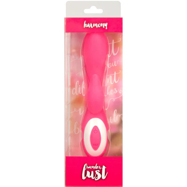 Wonderlust Harmony Rabbit Vibrator, Pink,  Product Box, Front View