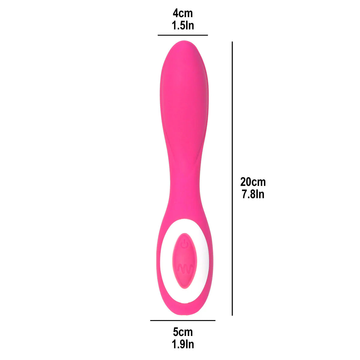 Wonderlust Serenity G-Spot Vibrator, Pink, Product Measurements