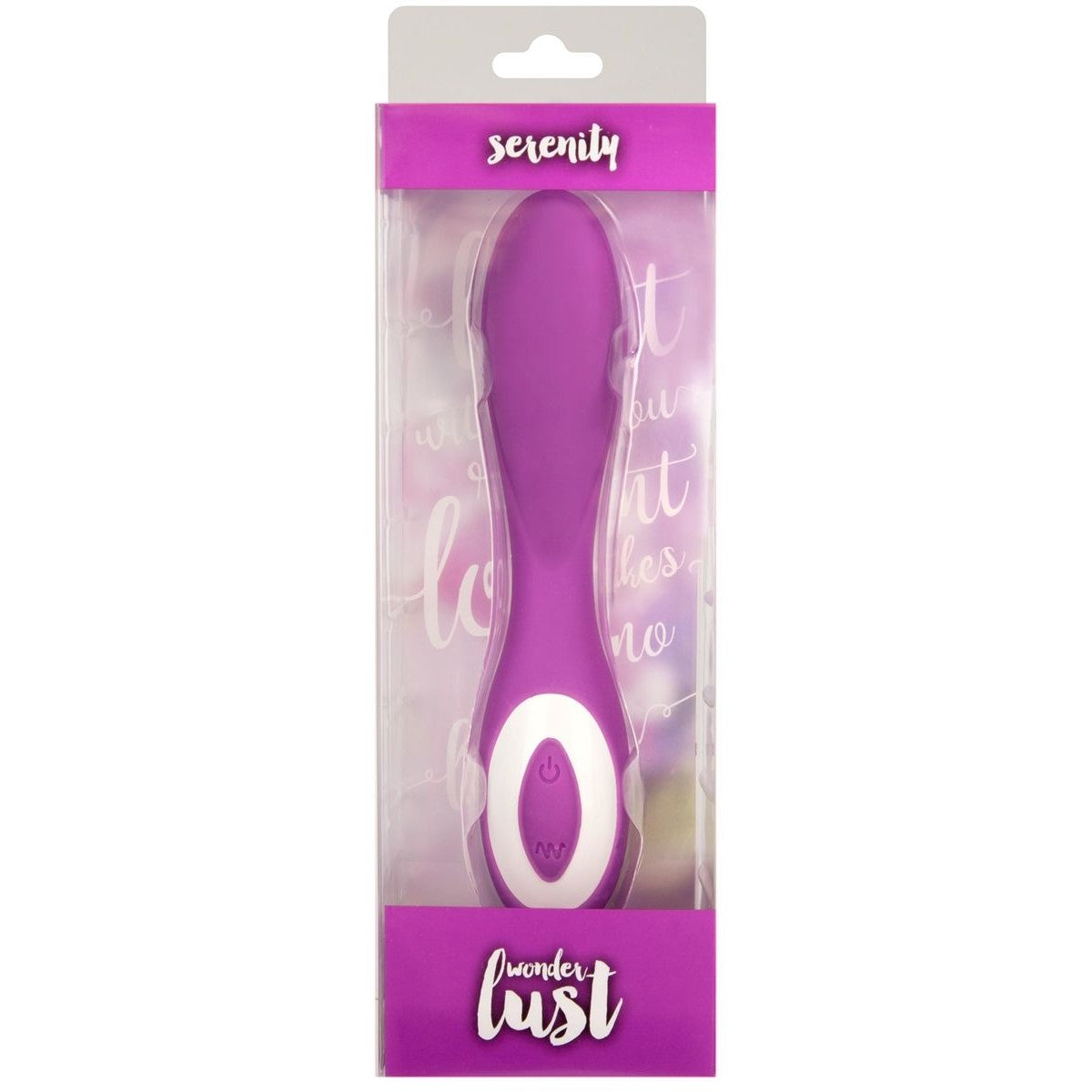 Wonderlust Serenity G-Spot Vibrator, Purple, Product Box, Front View