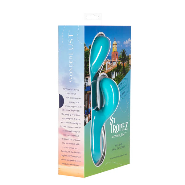 Wonderlust St Tropez Rabbit Vibrator, Product Box, Front Right Angle