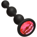 Booty Bling Jewelled Silicone Anal Beads, Pink Jewel, Tilted Left