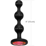 Booty Bling Jewelled Silicone Anal Beads, Pink Jewel, Product Measurements