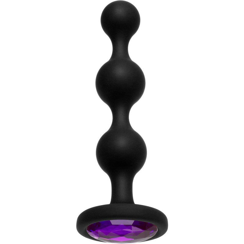 Booty Bling Jewelled Silicone Anal Beads, Purple Jewel, Product Image, Front View