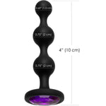 Booty Bling Jewelled Silicone Anal Beads, Purple Jewel, Product Measurements