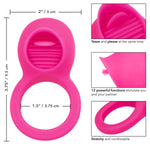 Calexotics Teasing Tongue Enhancer Vibrating Cock Ring, Product Measurements and Details