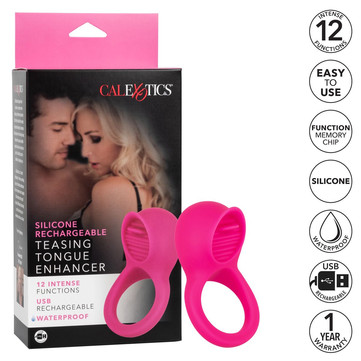 Calexotics Teasing Tongue Enhancer Vibrating Cock Ring, Product Box